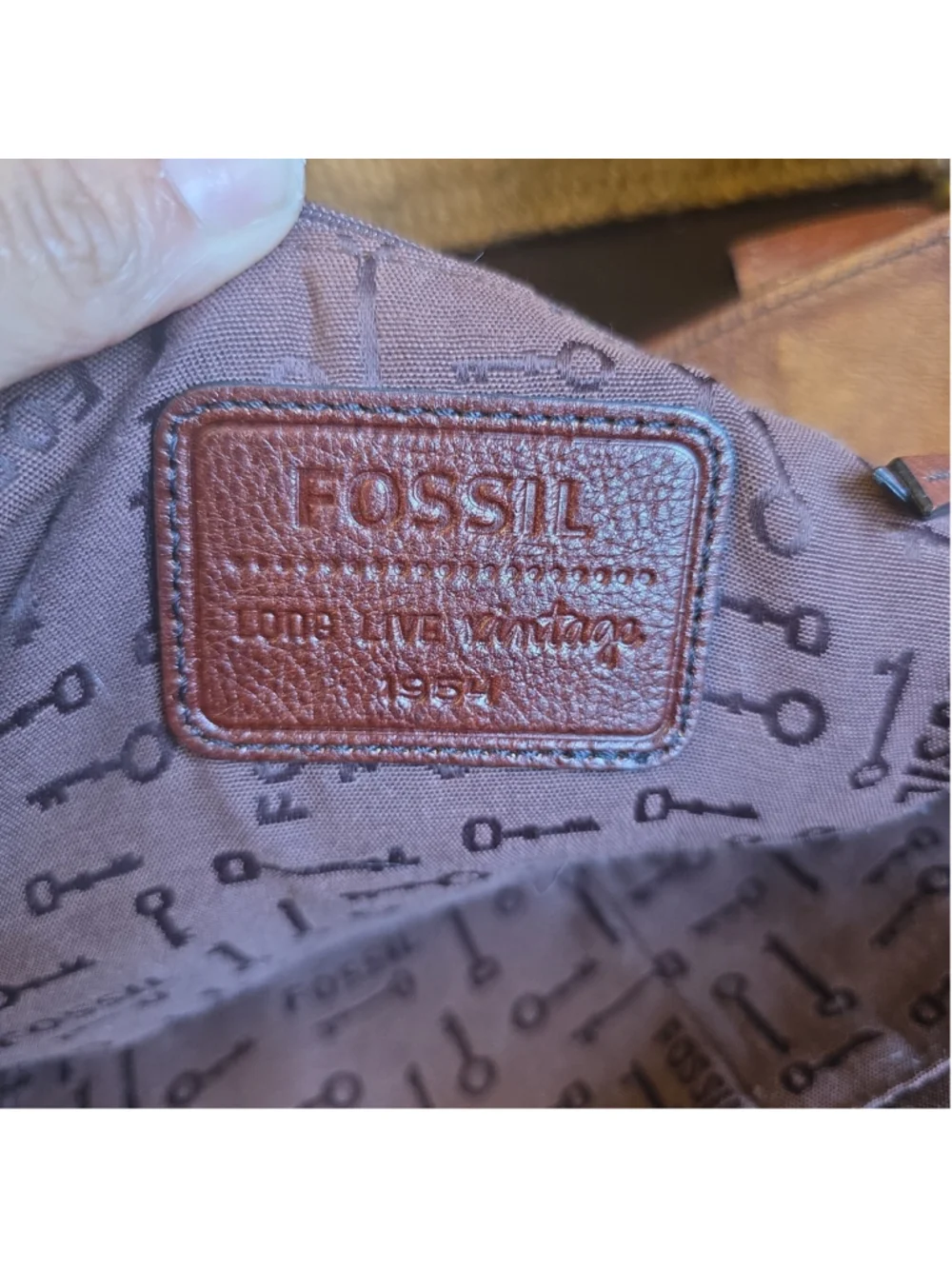 Fossil Leather Vintage And Tweed Satchel Shoulder Tote Bag